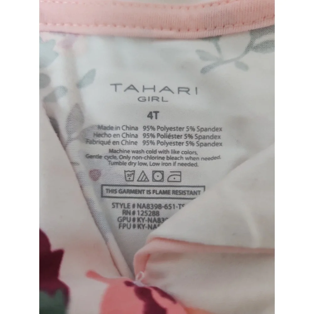 Tahari Floral Pajama Top Long Sleeve Size 4T Girls New with Tags